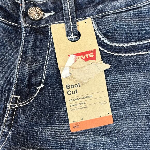 Levi's Boot Cut Jeans Adj Waist Stretch Blue Wonder Girls Sz 12 SLIM 24x27 NEW - Picture 5 of 14